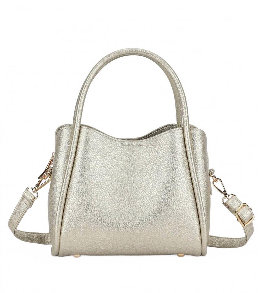 NEW MIMI WHOLESALE women's clara compartment satchel crossbody bag in silver